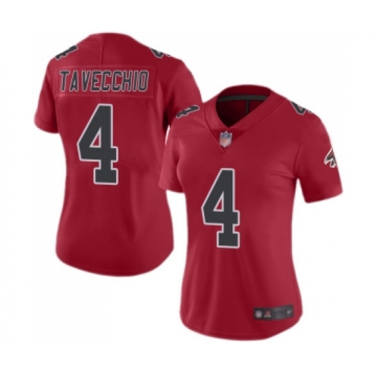 Women's Atlanta Falcons #4 Giorgio Tavecchio Limited Red Rush Vapor Untouchable Football Jersey - Ujersey