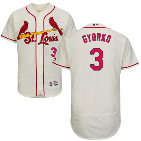Men's Majestic St. Louis Cardinals #3 Jedd Gyorko Cream Alternate Flex Base Authentic Collection MLB Jersey - Ujersey