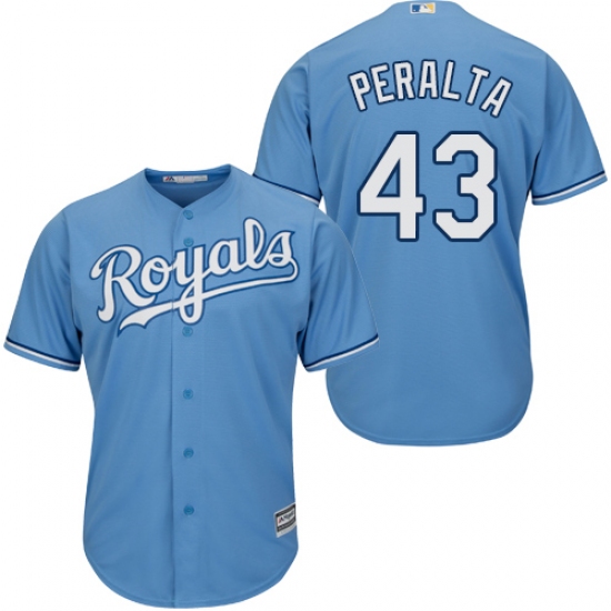 Youth Majestic Kansas City Royals #43 Wily Peralta Replica Light Blue Alternate 1 Cool Base MLB Jersey - Ujersey