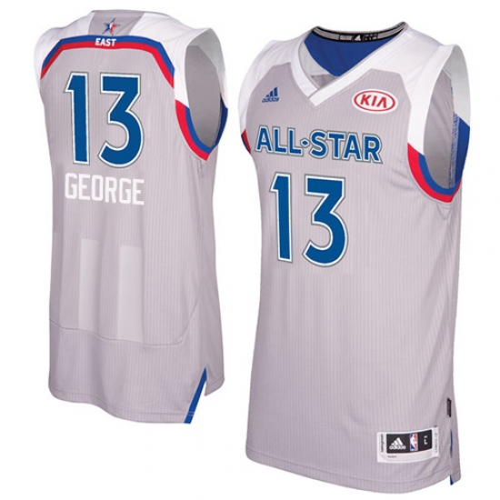Men's Adidas Indiana Pacers #13 Paul George Authentic Gray 2017 All Star NBA Jersey - Ujersey