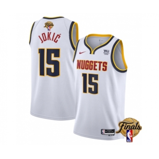 Men's Denver Nuggets #15 Nikola Jokic White 2023 Finals Association Edition Stitched Basketball Jersey - Ujersey