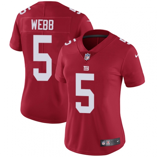Women's Nike New York Giants #5 Davis Webb Red Alternate Vapor Untouchable Limited Player NFL Jersey - Ujersey