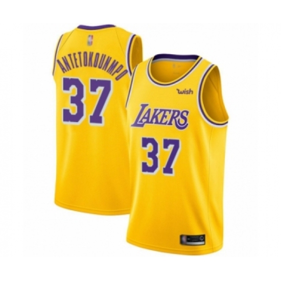 Youth Los Angeles Lakers #37 Kostas Antetokounmpo Swingman Gold Basketball Jersey - Icon Edition - Ujersey