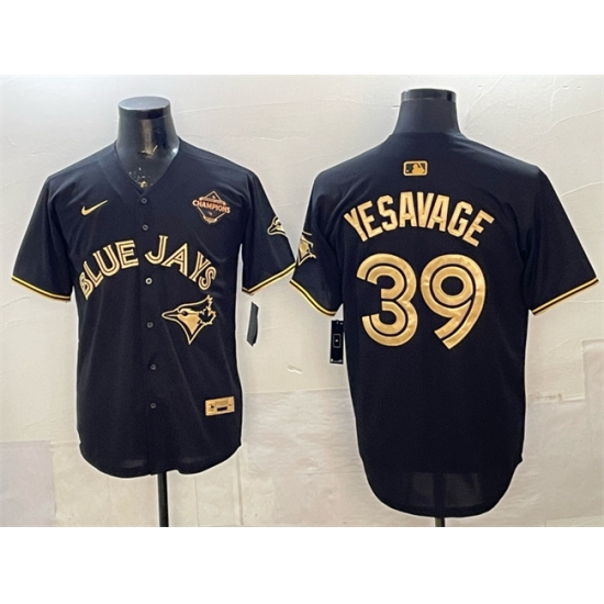 Men's Toronto Blue Jays #39 Trey Yesavage Black Gold 2025 American League Champions Limited Stitched Baseball Jersey - Ujersey
