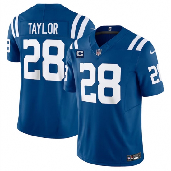 Men's Indianapolis Colts #28 Jonathan Taylor Blue 2024 F.U.S.E. With 2-Star C Vapor Limited Stitched Football Jersey