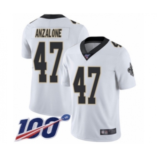 Men's New Orleans Saints #47 Alex Anzalone White Vapor Untouchable Limited Player 100th Season Football Jersey - Ujersey