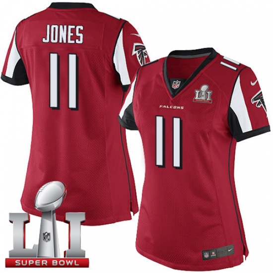 Women's Nike Atlanta Falcons #11 Julio Jones Elite Red Team Color Super Bowl LI 51 NFL Jersey - Ujersey