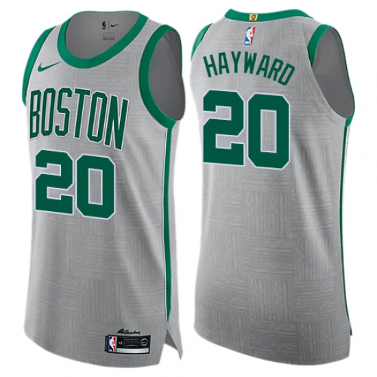 Men's Nike Boston Celtics #20 Gordon Hayward Authentic Gray NBA Jersey - City Edition - Ujersey