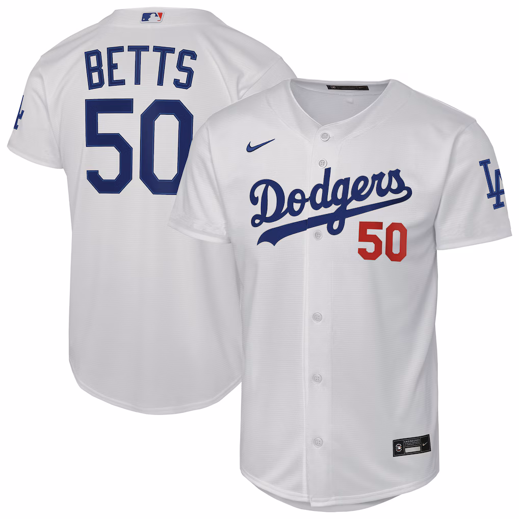 Youth Los Angeles Dodgers Mookie Betts Nike White Home Stadium Jersey - Ujersey