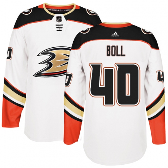 Men's Adidas Anaheim Ducks #40 Jared Boll Authentic White Away NHL Jersey - Ujersey
