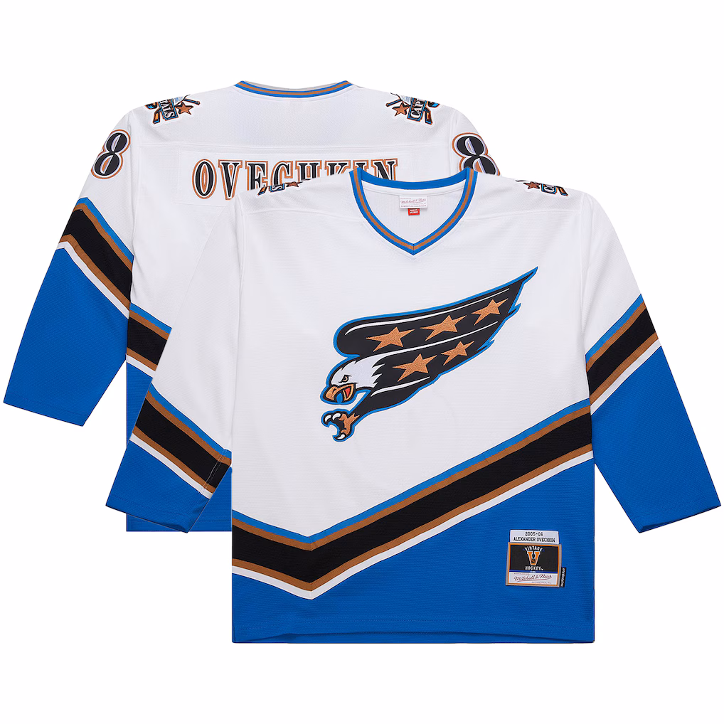 Men's Washington Capitals Alexander Ovechkin Mitchell & Ness White Big & Tall 2005/06 Power Play Jersey - ujerseystore