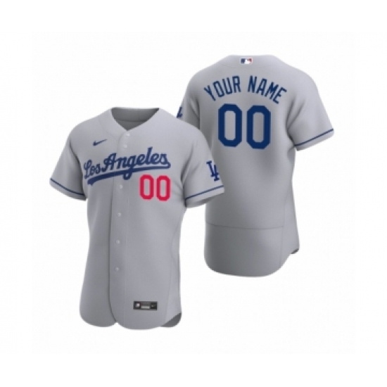 Men's Los Angeles Dodgers Custom Nike Gray Authentic 2020 Road Jersey - Ujersey