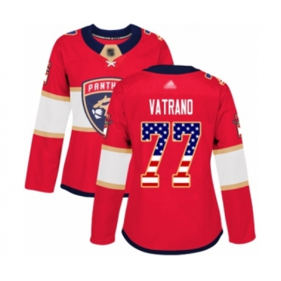 Women's Florida Panthers #77 Frank Vatrano Authentic Red USA Flag Fashion Hockey Jersey - Ujersey