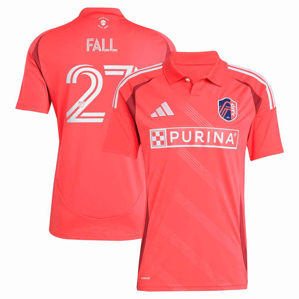 Men's St. Louis CITY SC Fallou Fall adidas Red 2025 Forever CITY Red Replica Jersey