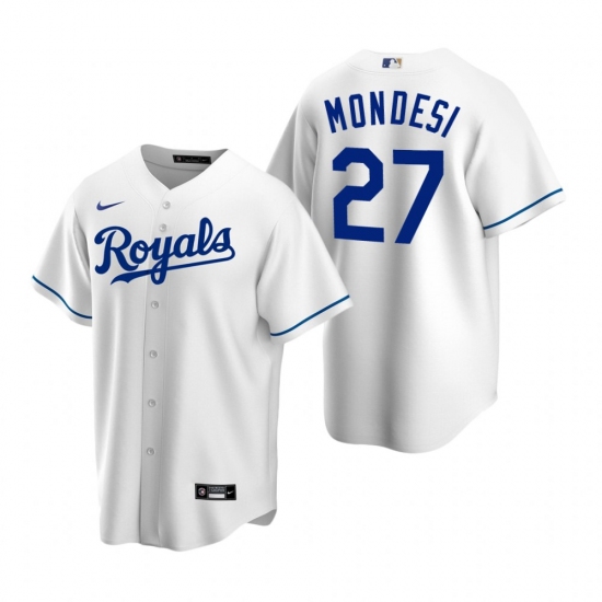 Men's Nike Kansas City Royals #27 Adalberto Mondesi White Home Stitched Baseball Jersey - Ujersey