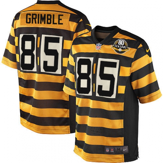 Men's Nike Pittsburgh Steelers #85 Xavier Grimble Game Yellow/Black Alternate 80TH Anniversary Throwback NFL Jersey - Ujersey