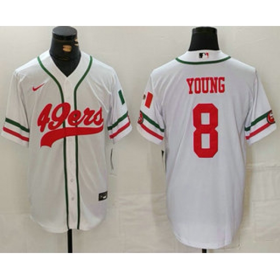 Men's San Francisco 49ers #8 Steve Young White Mexico Cool Base Stitched Baseball Jersey - Ujersey
