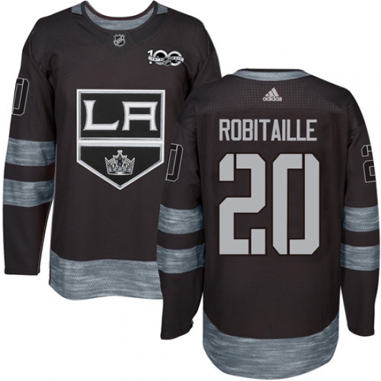 Men's Adidas Los Angeles Kings #20 Luc Robitaille Premier Black 1917-2017 100th Anniversary NHL Jersey - Ujersey
