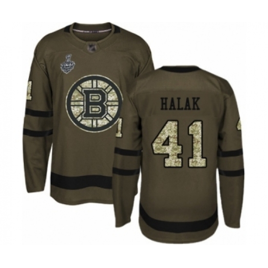 Men's Boston Bruins #41 Jaroslav Halak Authentic Green Salute to Service 2019 Stanley Cup Final Bound Hockey Jersey - Ujersey