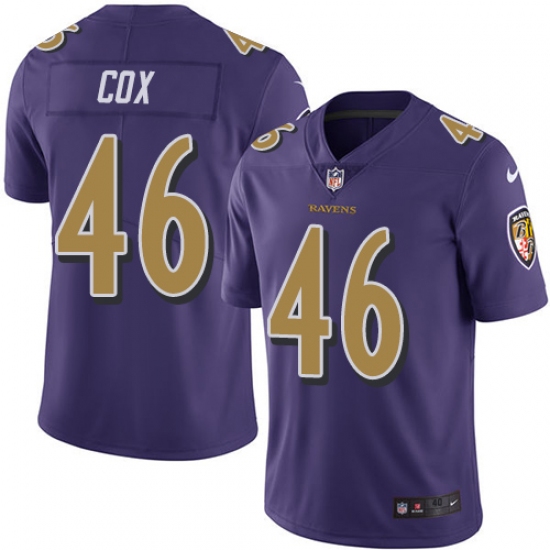 Men's Nike Baltimore Ravens #46 Morgan Cox Elite Purple Rush Vapor Untouchable NFL Jersey - Ujersey