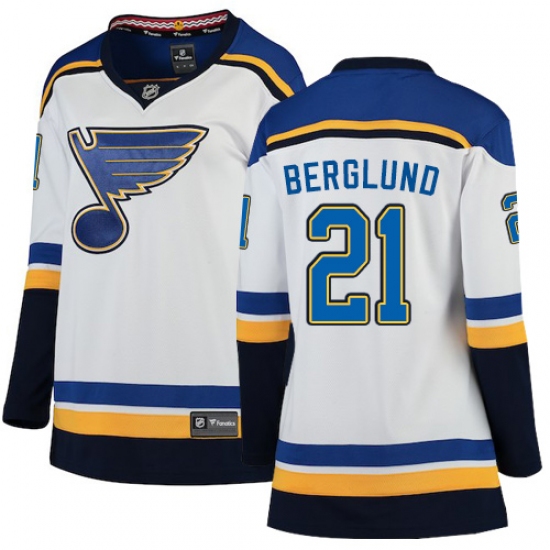 Women's St. Louis Blues #21 Patrik Berglund Fanatics Branded White Away Breakaway NHL Jersey - Ujersey