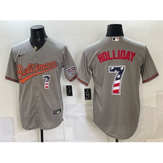Men's Baltimore Orioles #7 Jackson Holliday Gray USA 250 Fourth of July Home Stitched Baseball Jersey