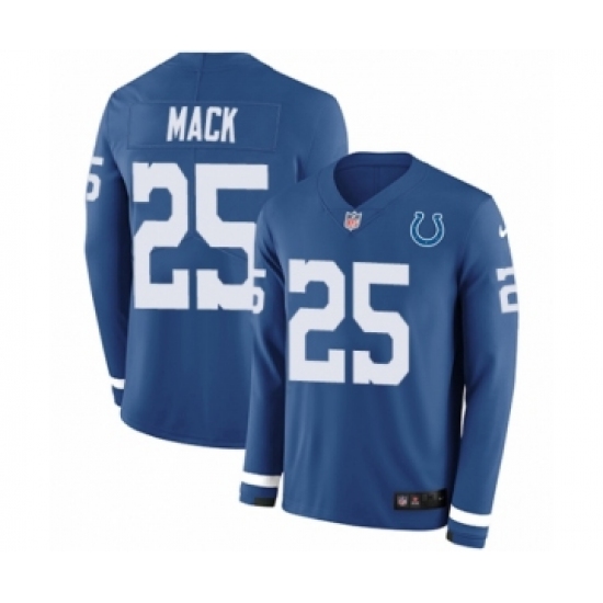 Men's Nike Indianapolis Colts #25 Marlon Mack Limited Blue Therma Long Sleeve NFL Jersey - Ujersey