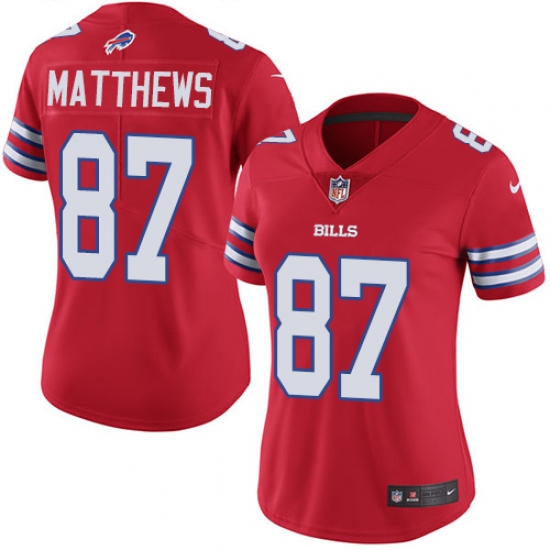Women's Nike Buffalo Bills #87 Jordan Matthews Limited Red Rush Vapor Untouchable NFL Jersey - Ujersey