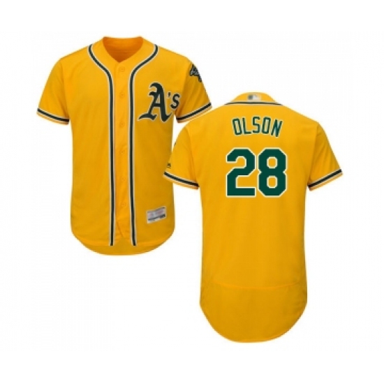 Men's Oakland Athletics #28 Matt Olson Gold Alternate Flex Base Authentic Collection Baseball Jersey - Ujersey