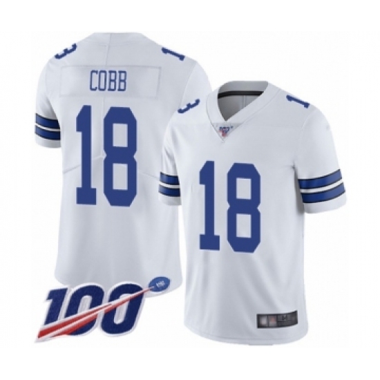 Men's Dallas Cowboys #18 Randall Cobb White Vapor Untouchable Limited Player 100th Season Football Jersey - Ujersey