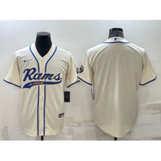 Men's Los Angeles Rams Blank Cream Stitched MLB Cool Base Nike Baseball Jersey - Ujersey