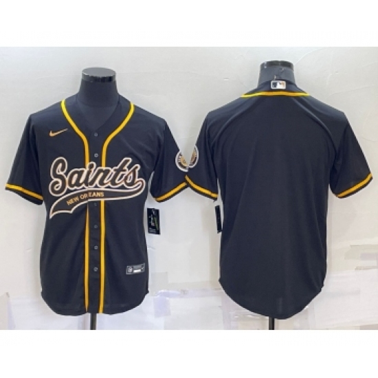 Men's New Orleans Saints Blank Black Stitched Cool Base Nike Baseball Jersey - Ujersey