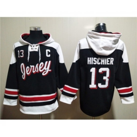 Men's New Jersey Devils #13 Nico Hischier Black White Ageless Must-Have Lace-Up Pullover Hoodie - Ujersey