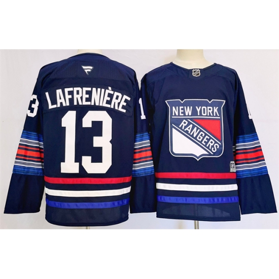 Men's New York Rangers #13 Alexis LafreniereNavy 2024-25 Stitched Jersey - Ujersey