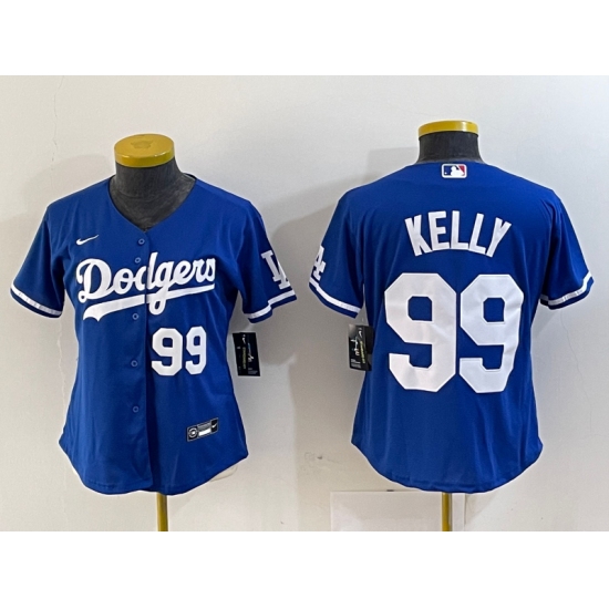 Women's Los Angeles Dodgers #99 Joe Kelly Number Blue Stitched Cool Base Nike Jerseys - Ujersey
