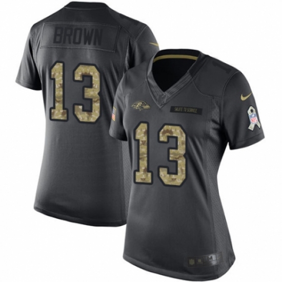 Women's Nike Baltimore Ravens #13 John Brown Limited Black 2016 Salute to Service NFL Jersey - Ujersey