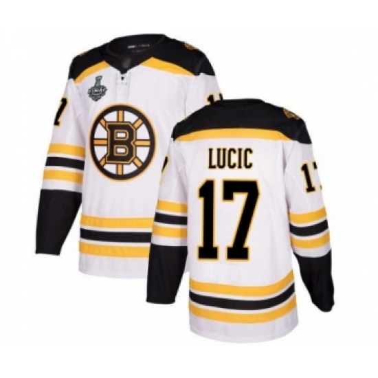 Men's Boston Bruins #17 Milan Lucic Authentic White Away 2019 Stanley Cup Final Bound Hockey Jersey - Ujersey