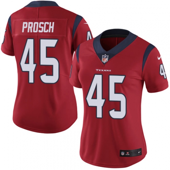 Women's Nike Houston Texans #45 Jay Prosch Limited Red Alternate Vapor Untouchable NFL Jersey - Ujersey