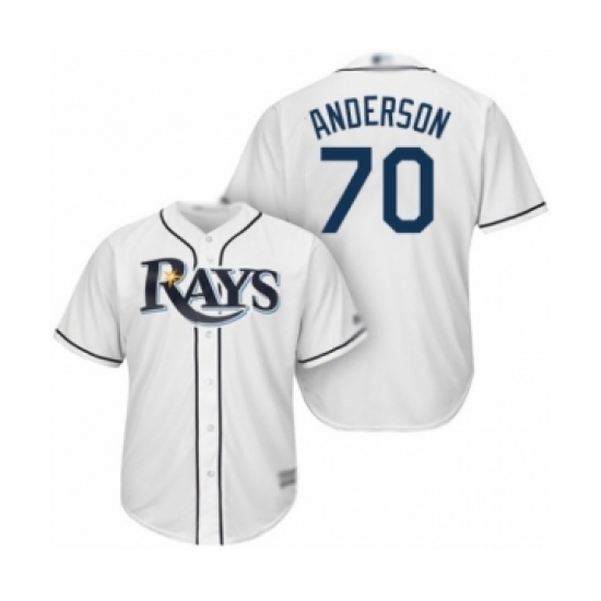 Youth Tampa Bay Rays #70 Nick Anderson Authentic White Home Cool Base Baseball Player Jersey - Ujersey