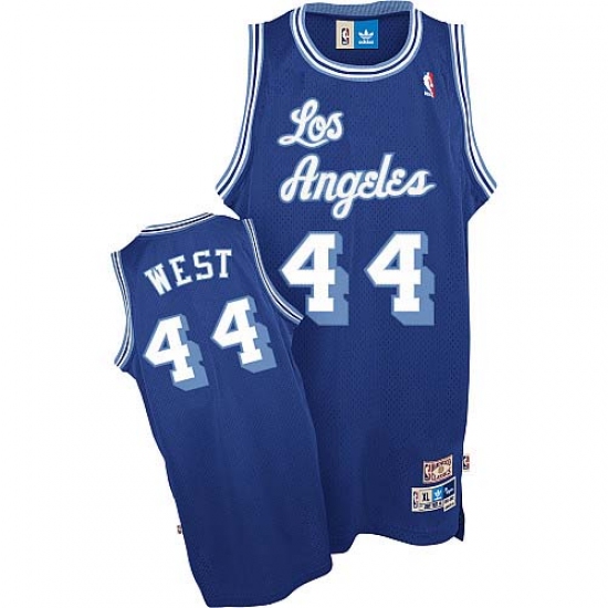 Men's Mitchell and Ness Los Angeles Lakers #44 Jerry West Authentic Blue Throwback NBA Jersey - Ujersey