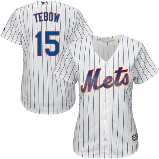 Women's Majestic New York Mets #15 Tim Tebow Authentic White Home Cool Base MLB Jersey - Ujersey