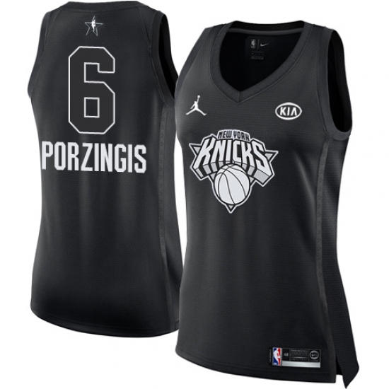 Women's Nike Jordan New York Knicks #6 Kristaps Porzingis Swingman Black 2018 All-Star Game NBA Jersey - Ujersey