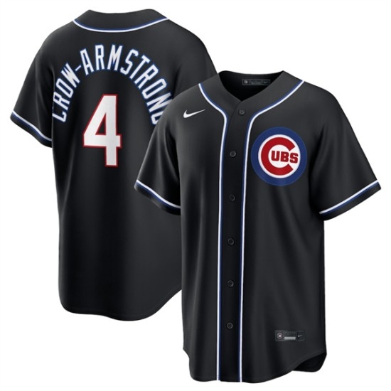 Men's Chicago Cubs #4 Pete Crow-Armstrong 2026 Black Out Stitched Baseball Jersey - Ujersey