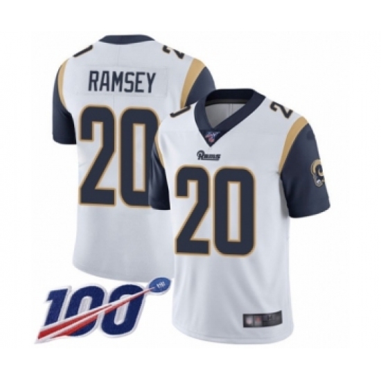 Youth Los Angeles Rams #20 Jalen Ramsey White Vapor Untouchable Limited Player 100th Season Football Jersey - Ujersey