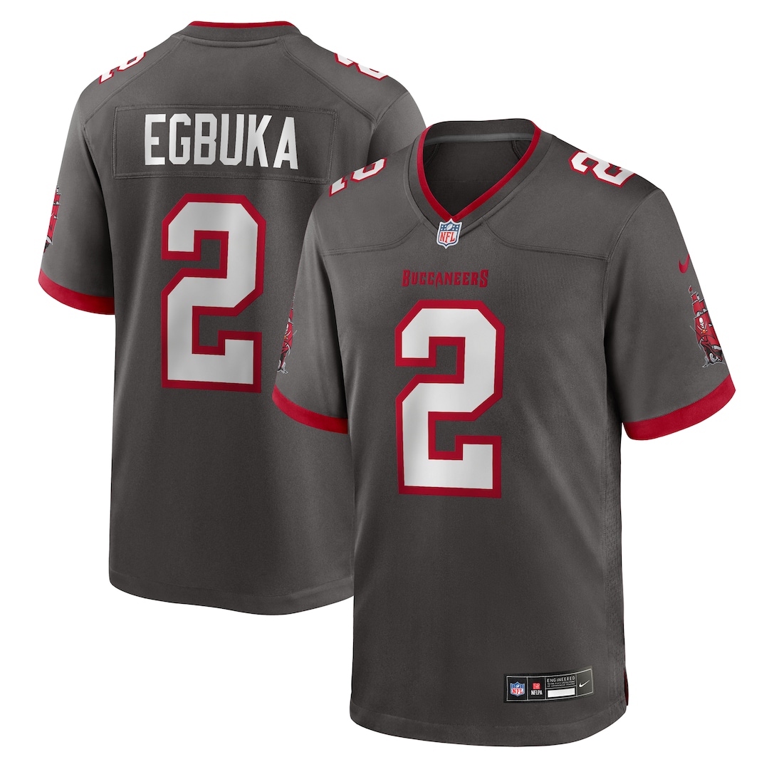 Men's Tampa Bay Buccaneers Emeka Egbuka Nike Pewter Alternate Game Player Jersey - Ujersey