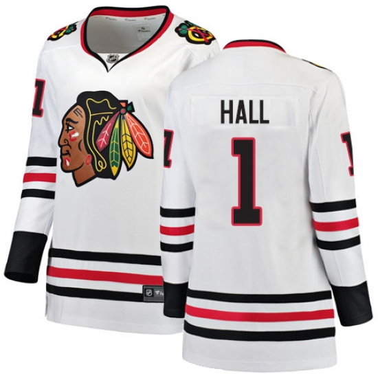 Women's Chicago Blackhawks #1 Glenn Hall Authentic White Away Fanatics Branded Breakaway NHL Jersey - Ujersey