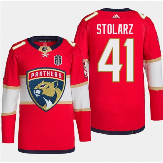 Men's Florida Panthers #41 Anthony Stolarz Red 2024 Stanley Cup Final Stitched Jersey - Ujersey