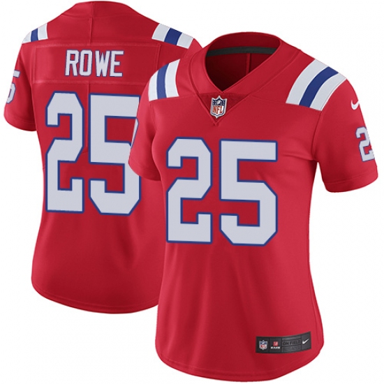 Women's Nike New England Patriots #25 Eric Rowe Red Alternate Vapor Untouchable Limited Player NFL Jersey - Ujersey