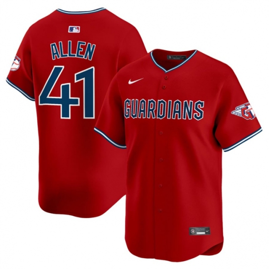 Men's Cleveland Guardians #41 Carlos Allen Red Alternate Limited Stitched Baseball Jersey - Ujersey