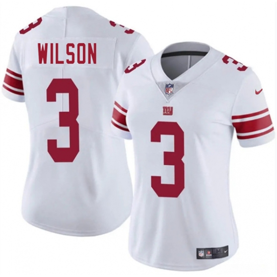 Women's New York Giants #3 Russell Wilson White 2025 Vapor Untouchable Limited Stitched Jersey(Run Small) - Ujersey